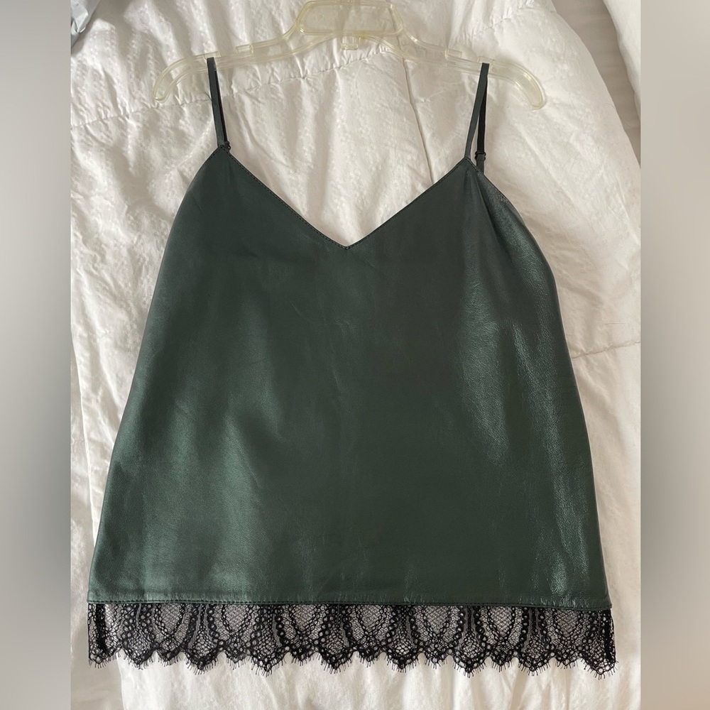 Kooples Leather Lace Tank Top